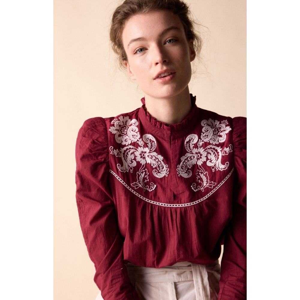 NEW St. Roche Poppy Top, Size 8, Color Berry w/Ivory